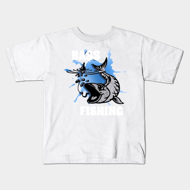 Bass Fishing Fishermen Fish Lovers Kids T-Shirt by PhantomDesign